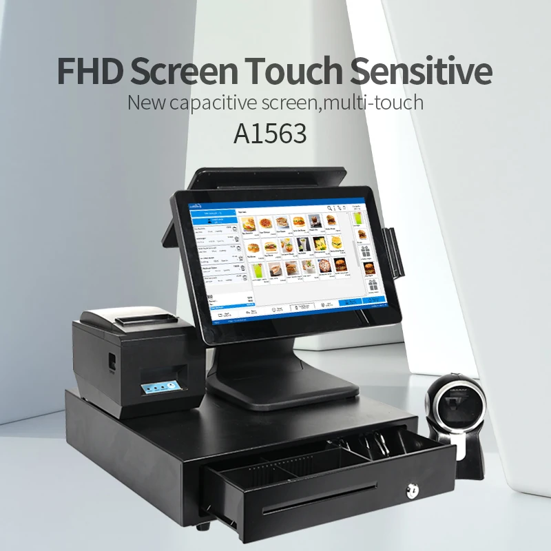 The latest 15.6 inch 10 points 1366*768  touch screen cash register all in one pos systems for sale