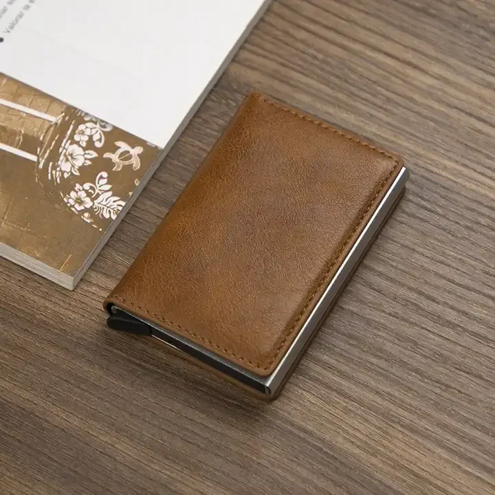 Модный держатель для карт с блокировкой RFID тонкий бумажник чехлом из искусственной кожи хранения 6 банковских и наличных