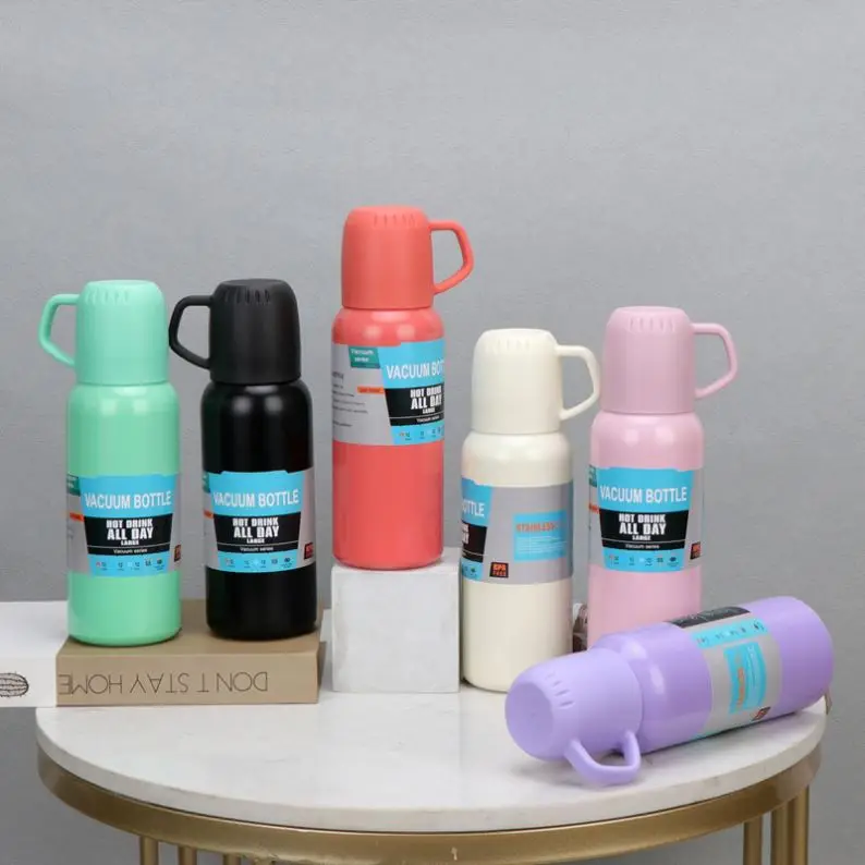 New arrivals 500 ml set Christmas gift Thermos Vacuum Flask Stainless Steel Water Bottle with 2 Cups hot and cold