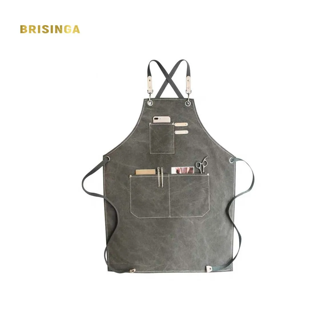 
Custom finest barista apron made of twill cotton cloth work apron 