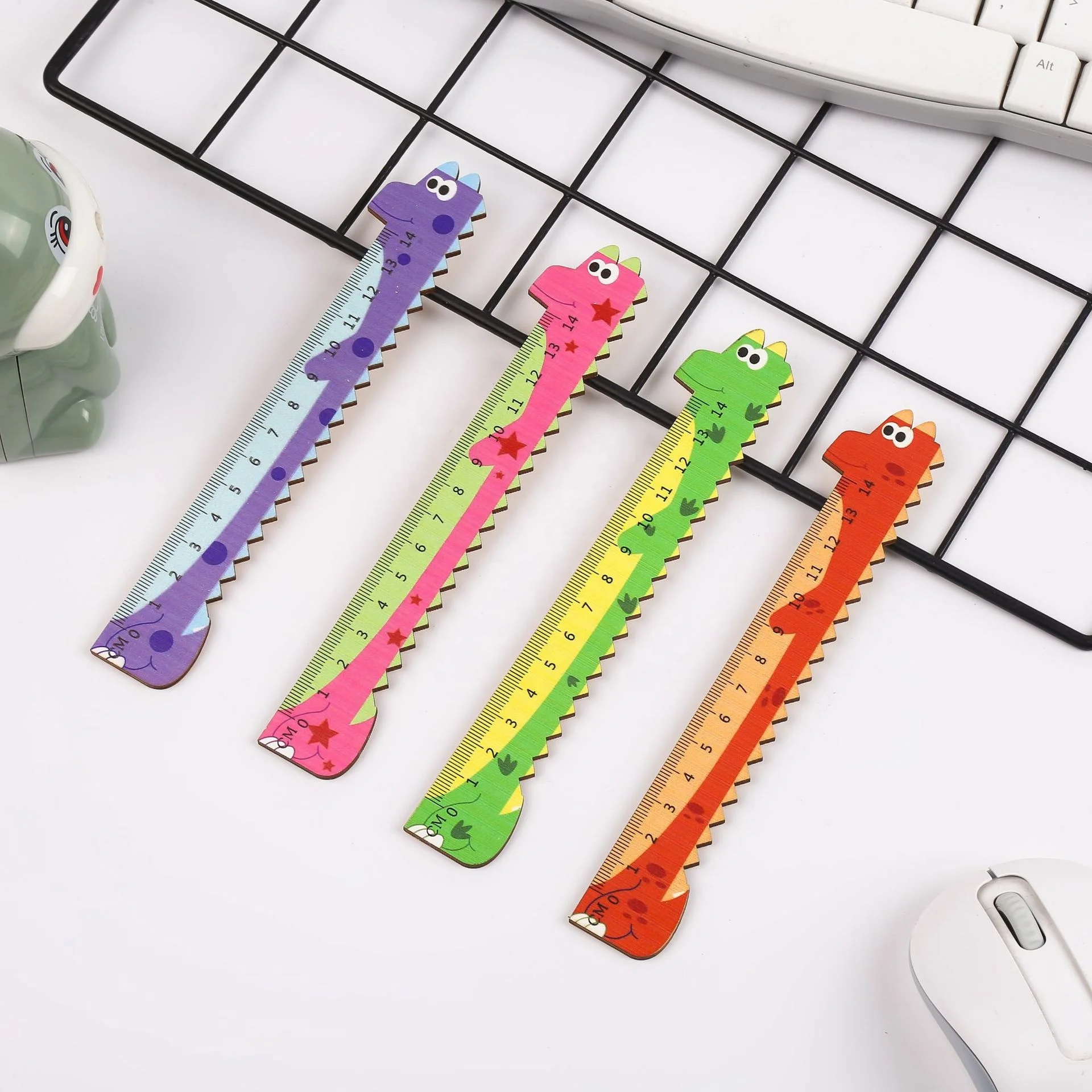 Школьные канцелярские товары детские Мультяшные милые деревянные динозавры линейка для мальчиков WR001