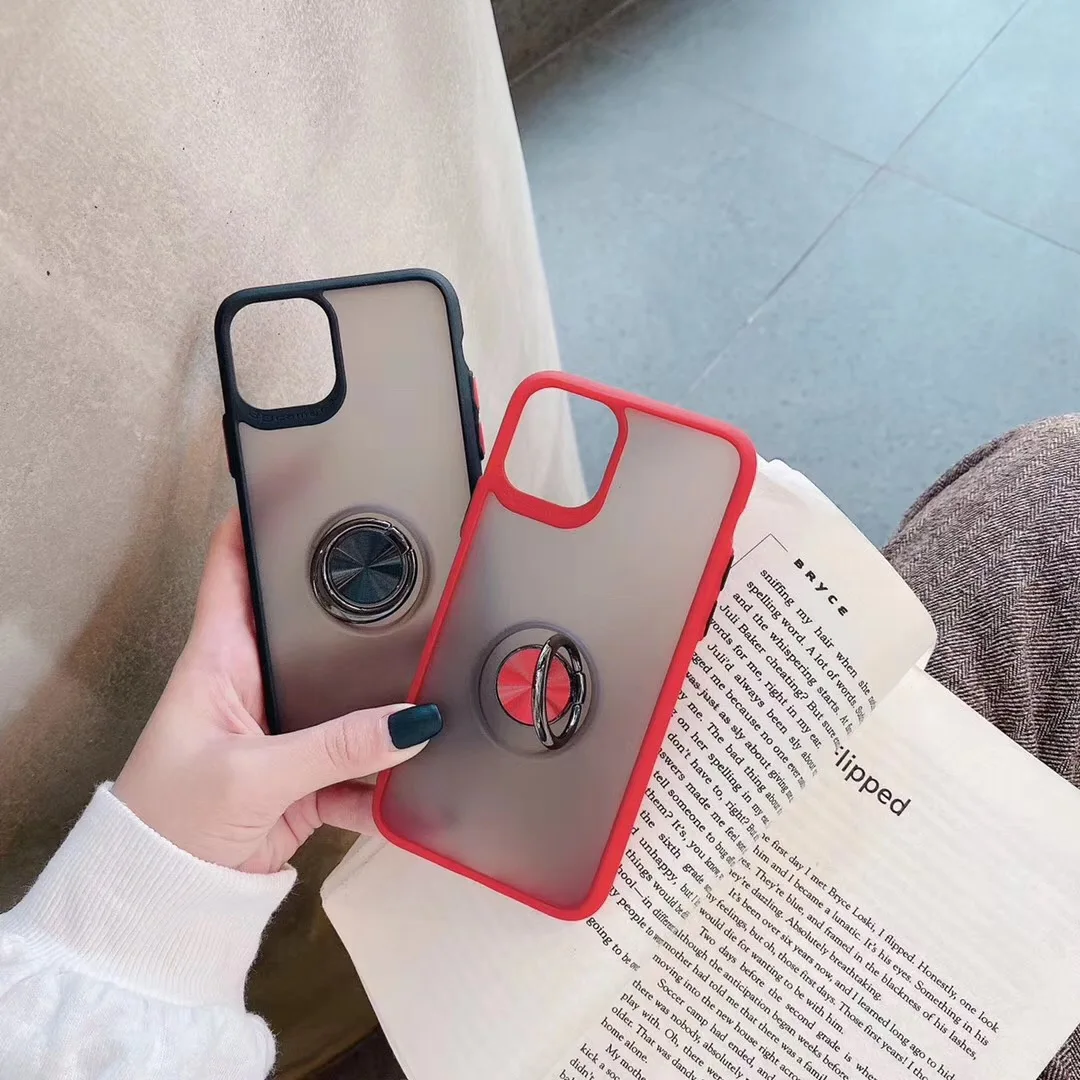 Dropshipping Ring buckle solid pure color 2 in 1phone case for iPhone 11 pro max