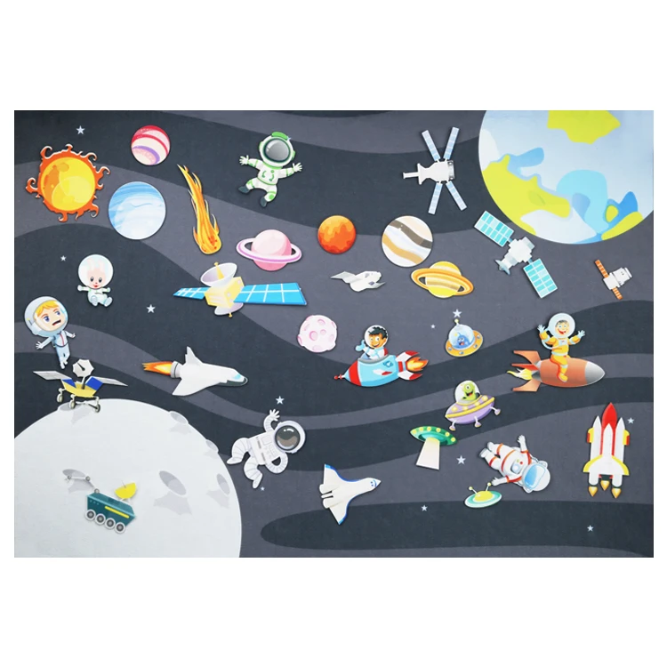 Unique felt busy quiet board set Felt Solar System Planet busy board for kids toys Felt Board other educational Toys Outer Space