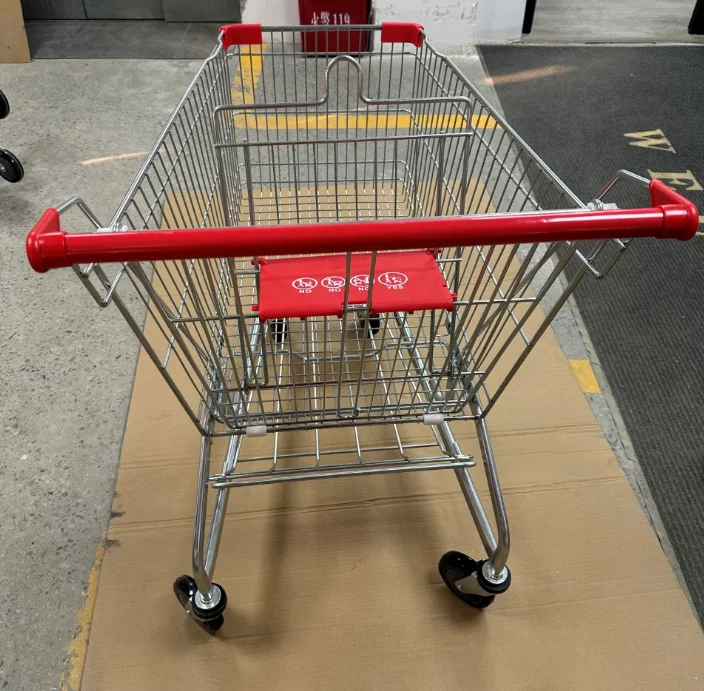 Factory directly  supermarket store handle steel metal wire shopping cart trolley with wheels