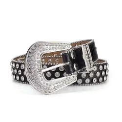 Западный Redeo, ковбойский пояс Cowgirl со стразами, украшенный белыми стразами в стиле панк