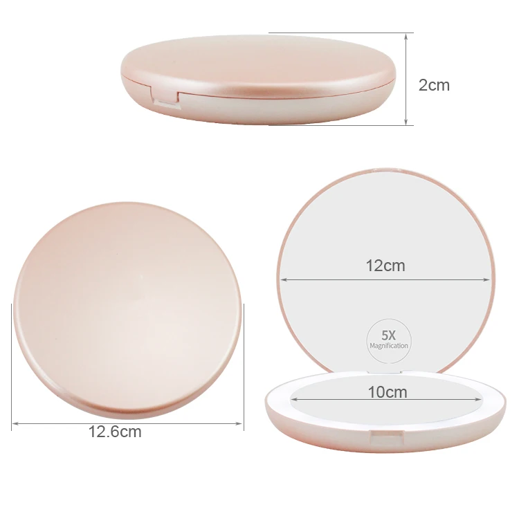Low Price Wholesale Round Pocket Makeup Mirror Led Magnifying Compact Travel Mirror Portable Mirror With Led Lights