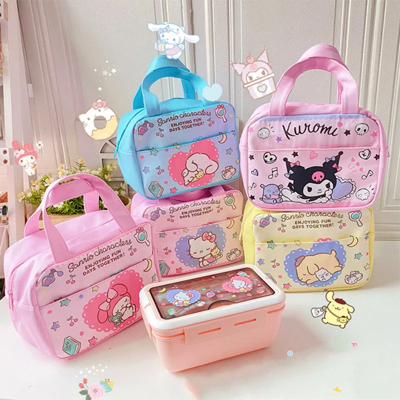 Новый Kawaii Sanrioed Cinnamoroll Kt Pochacco Аниме Фигурка сумка для ланча коробка завтрака переносная высокая вместимость предметы первой необходимости