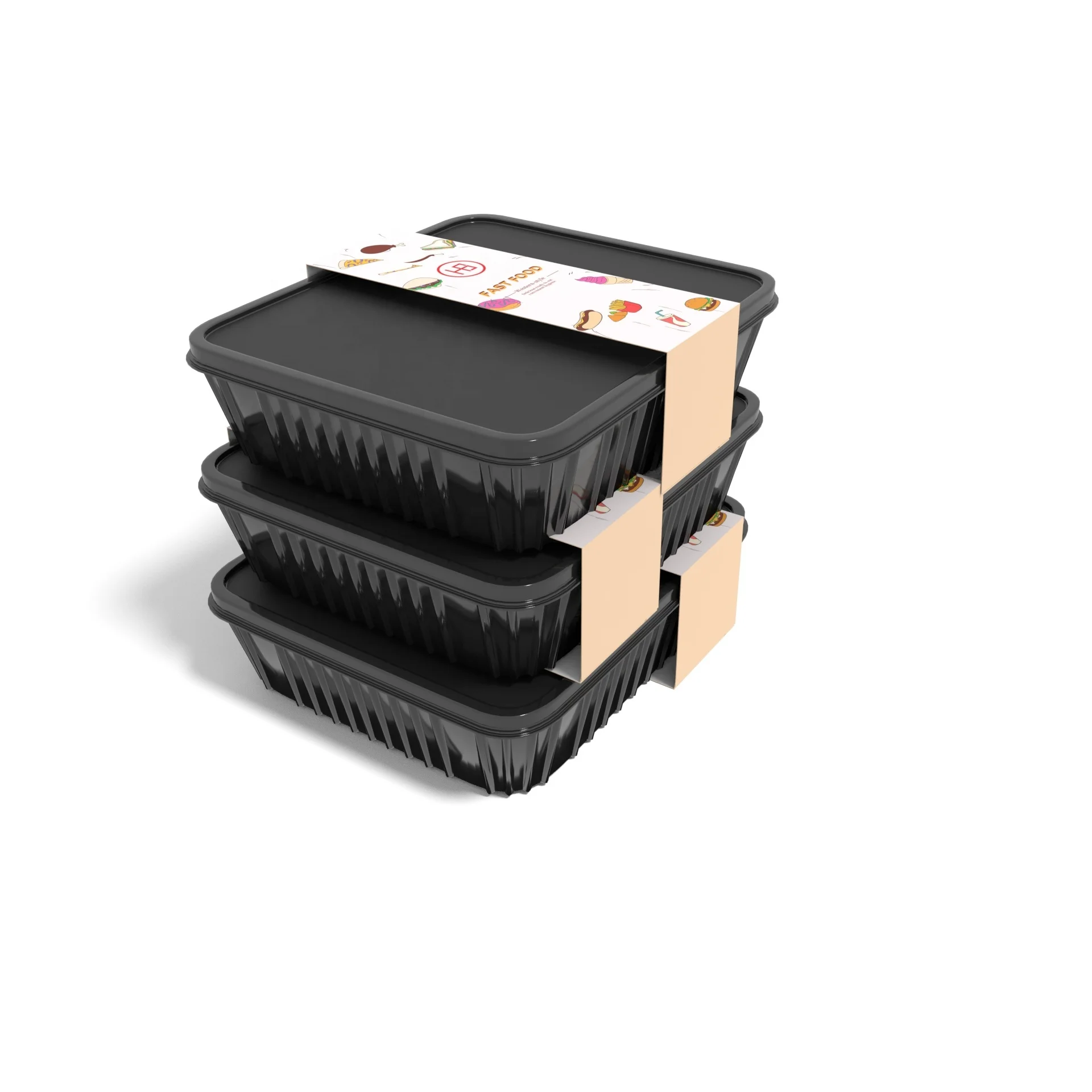 Индивидуальные печатные бумажные картонные упаковочные рукава для пищевых контейнеров