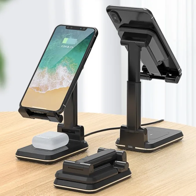 
10W Desk Phone Holder Charger, Support Earphone and Mobile Phone With Wireless Charger Function, Phones Accessories 2021 