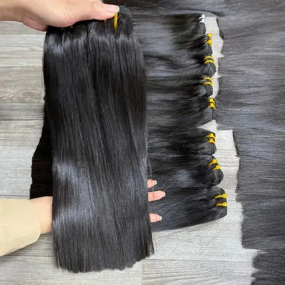 Hot Selling Unprocessed Virgin Natural Silky Bone Straight Human Hair Extensions,Double Drawn Hair Bundles Vietnamese Raw Hair