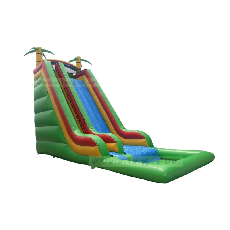 Big Water Slides Manufacturer Air Filled Tropical Palm Tree Inflatable Water Slide Large Inflatable Slide With pool For Sale