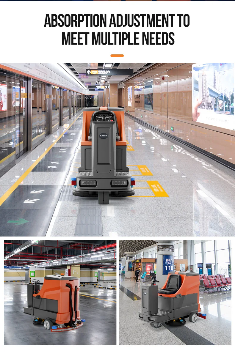 Gaoge A32 Electric Ride-On Floor Scrubber High Performance Medium Double Brushes Extra Wide Squeegee Hotel Shopping Cleaning