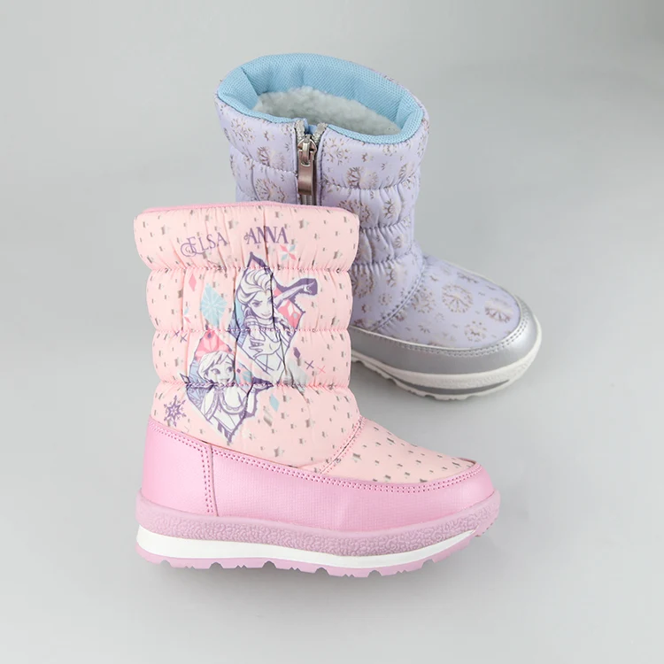 Красивые и теплые унисекс Детские без застежек из нейлона для снежной погоды резиновые сапоги для детей