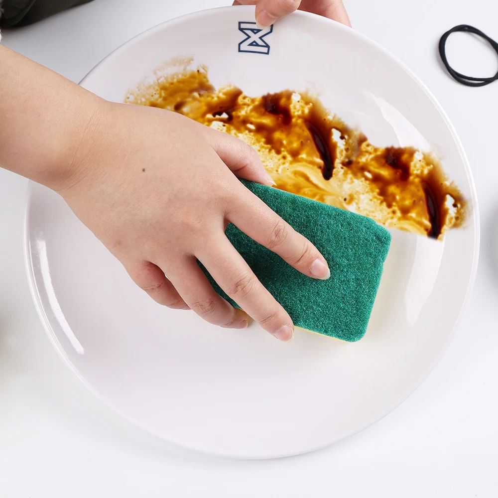 Dish Pan Pot Washing Scrub Sponge Kitchen Thick Scrubber Pad Cleaning Scouring Sponge Pads Scourer Sponges