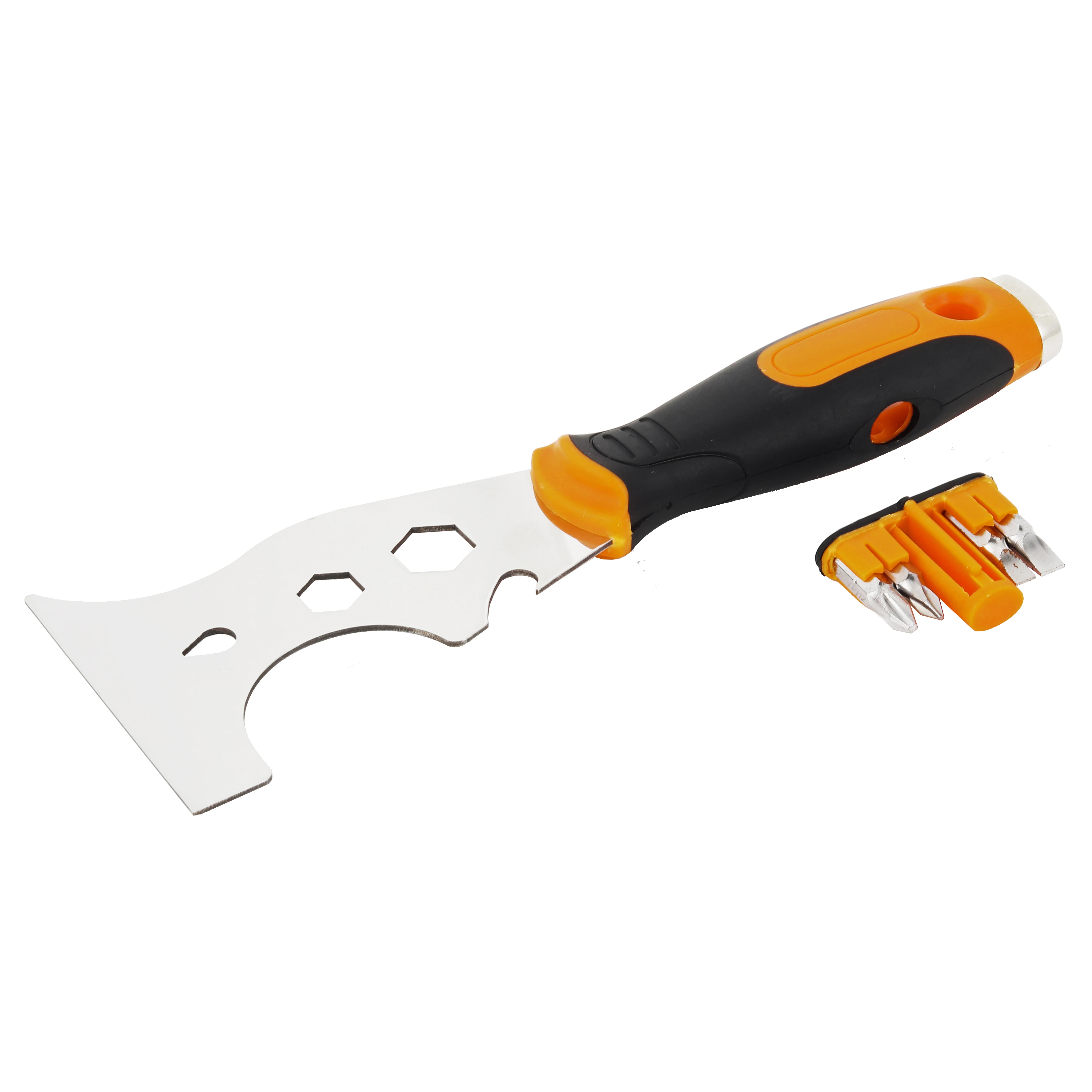 Drywall Tools Multifunctional Putty Knife Taping Knife,Hammer Head Soft Grip Handle,Nut Wrench Screw Bits inside