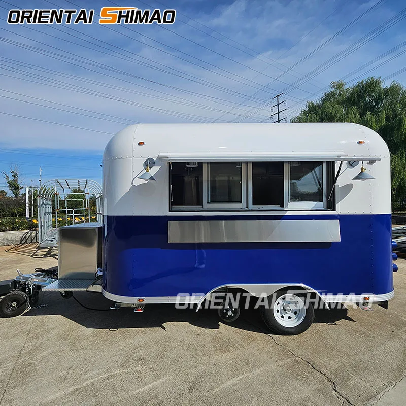 fast food mobile kitchen consession trailers food trailer truck fully equipped with display refrigerator