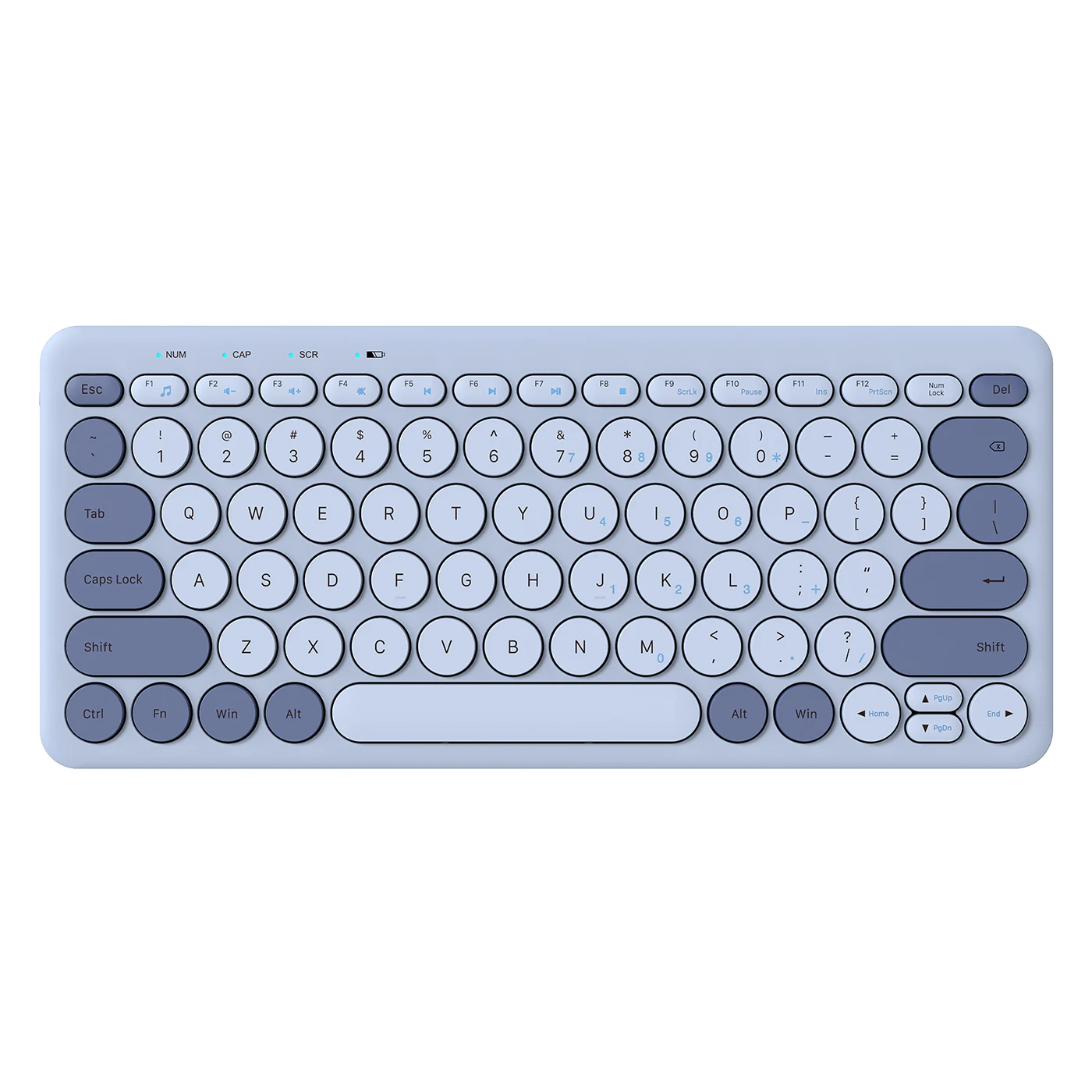 78 KeysBluetooth Keyboard with Cute Round Keycap Portable Typewriter Style Mini Wireless Keyboard for PC Computer Tablet Laptop