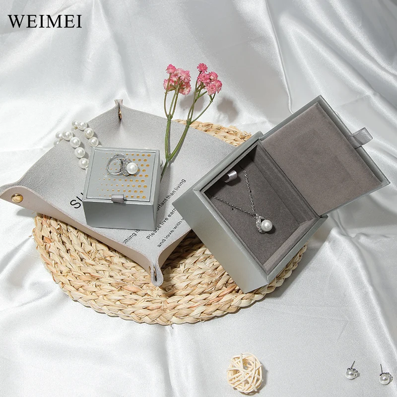 WEIMEI special paper jewelry wooden box polka dot clamshell ring gift box Ring necklace earring box