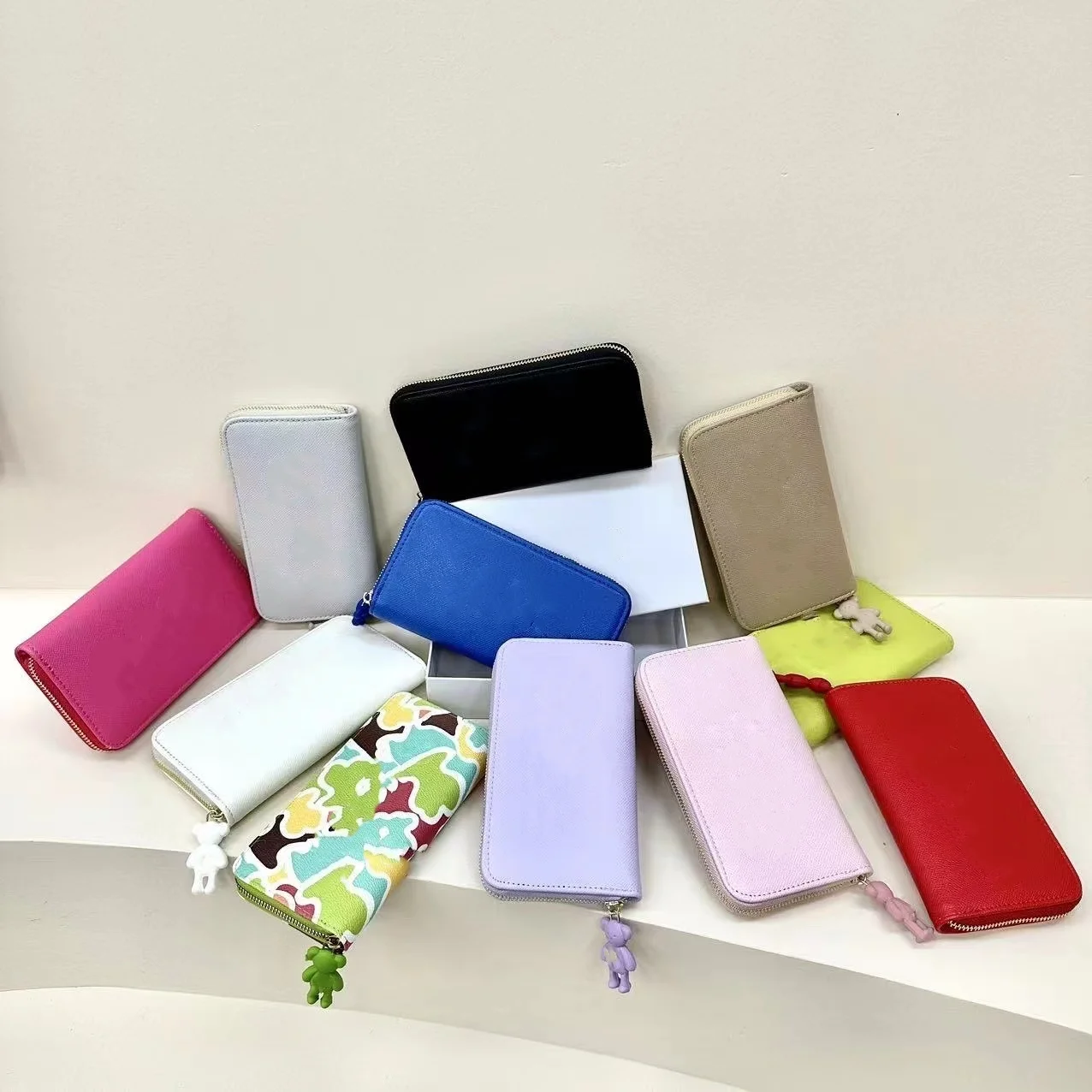 Top selling Candy colors fashion leather luxury women wallets 2024 trendy brand designer men wallet touss purse