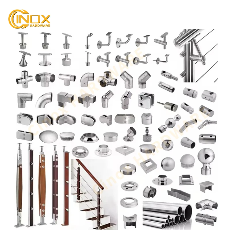 China Supplier 304L 316L Stainless Steel Pipe Fittings Glass Clips Cinox Hardware Handrail Accessories Glass Clamps Balustrade