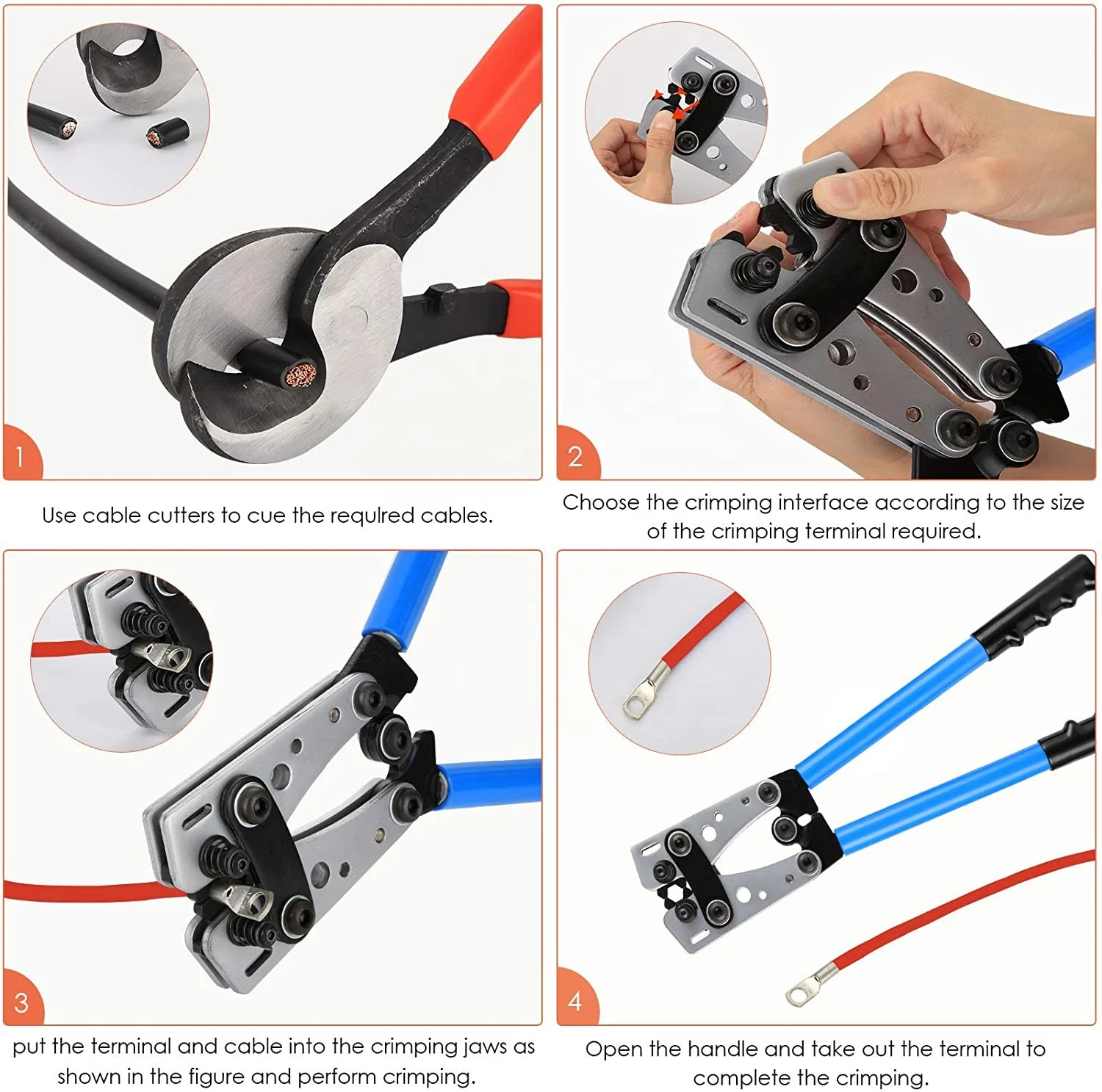 YTH HX-50B chromium plated Heavy Duty Battery Wire Ring terminal Cable Lug Crimping Tool wire Crimper Terminal Crimping Pliers