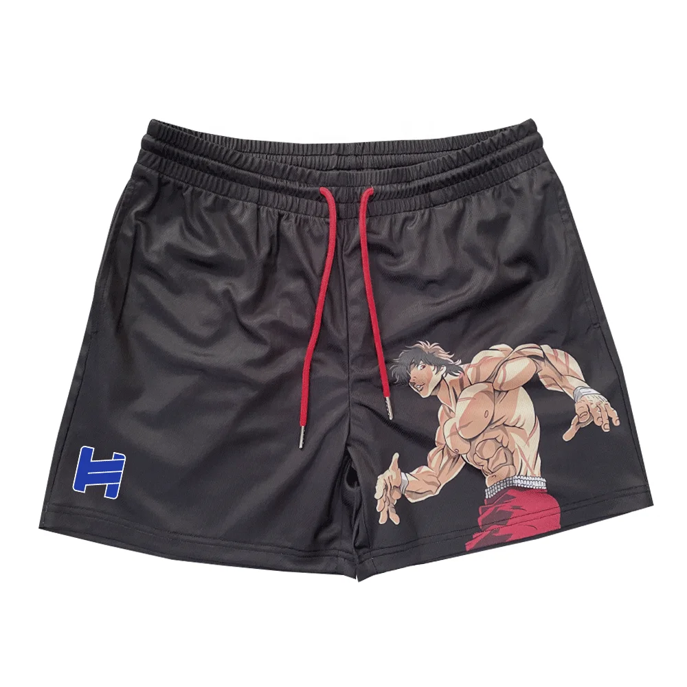 Custom Polyester Drawstring Single Layer Mesh Basketball Shorts Quick Dry Men Sublimation Print an Anime x Gym Mesh Shorts