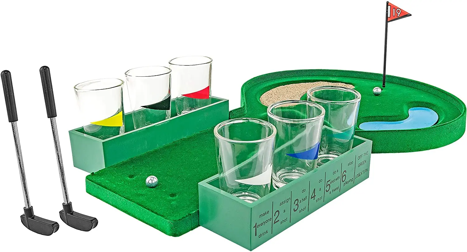 Mini Golf Shot Glass Drinking Game Set For Adults Pub Party Game