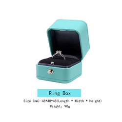 FORTE T blue Luxury Small Button Custom Logo PU Leather jewelry packaging  boxes jewelry Ring Box