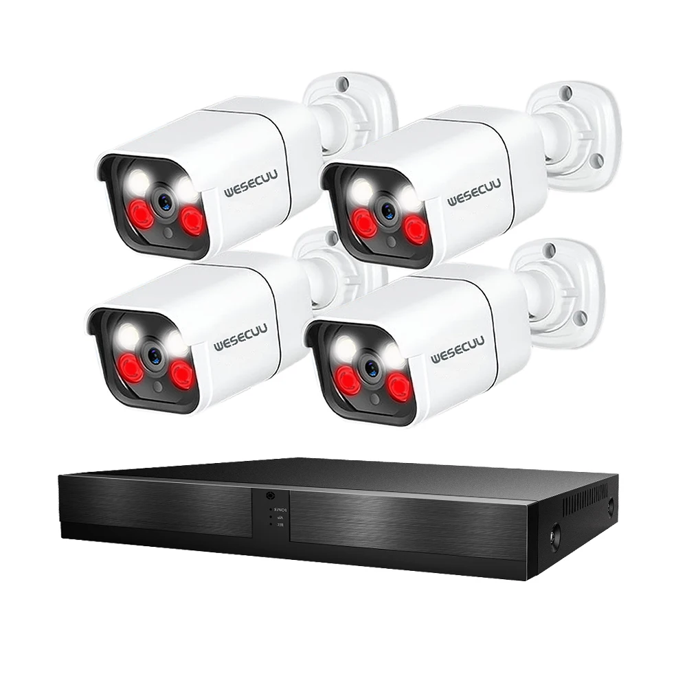 WESECUU H.265 Outdoor 8MP Ultra HD 4K POE AI Camera Face Detect CCTV Security Camera 8MP 4K POE IP Camera Nvr Poe 2 Years CMOS