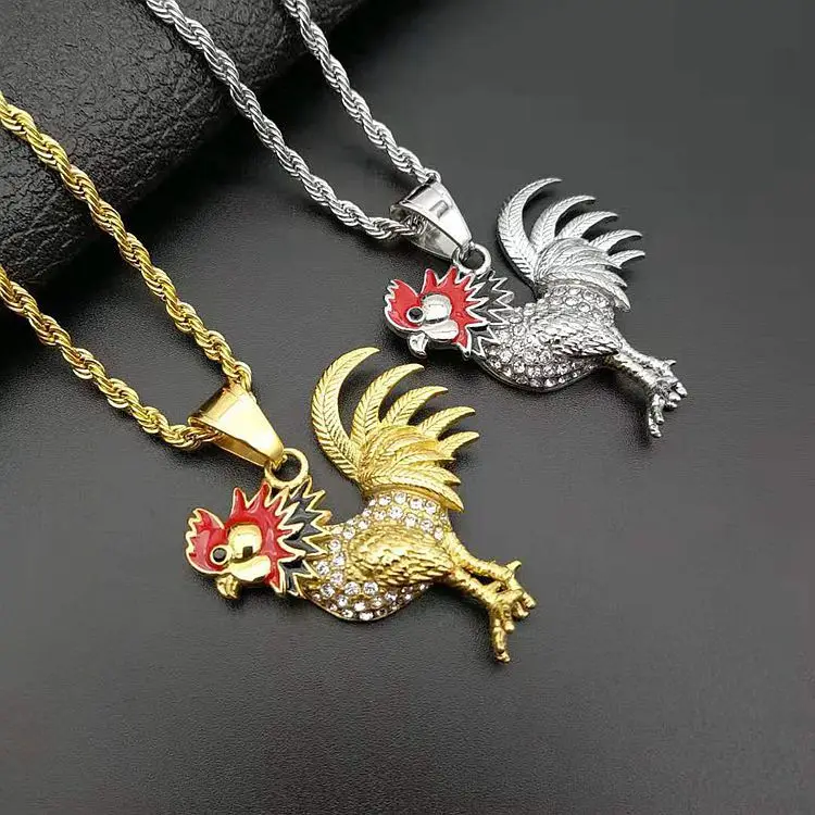 Hot Sale Titanium Chicken Necklace Cheap Stainless Steel Animal Pendant