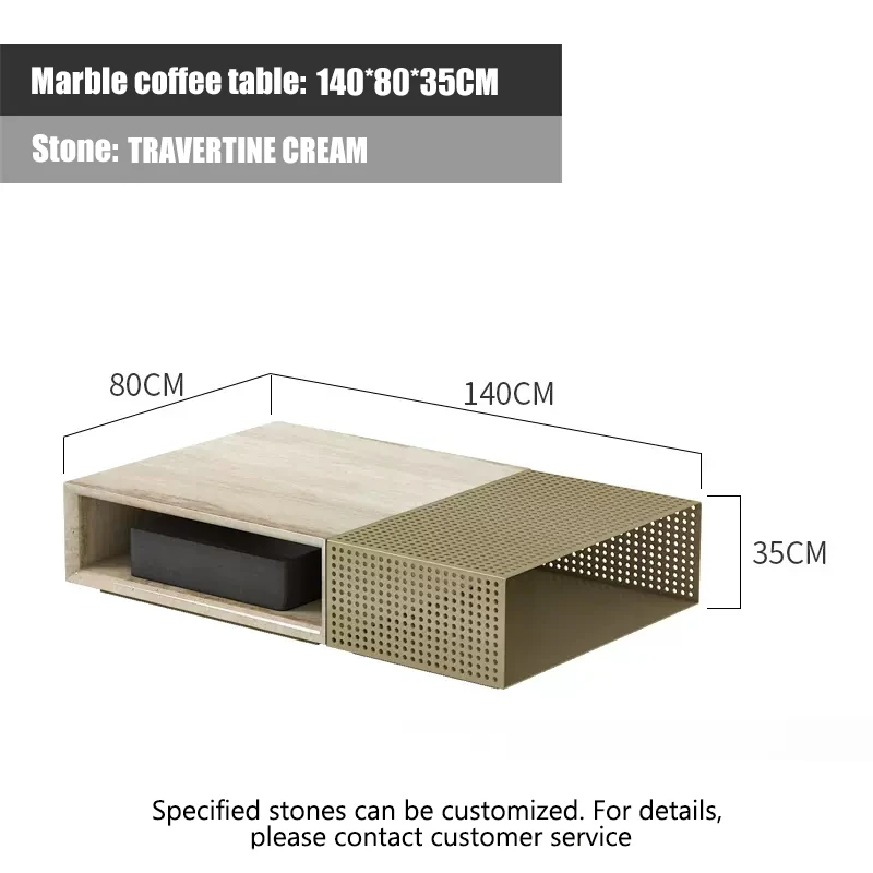 Chinese Supplier Luxury Stone Top Marble Coffee Tables Living Room Rectangle Metal Coffee Table