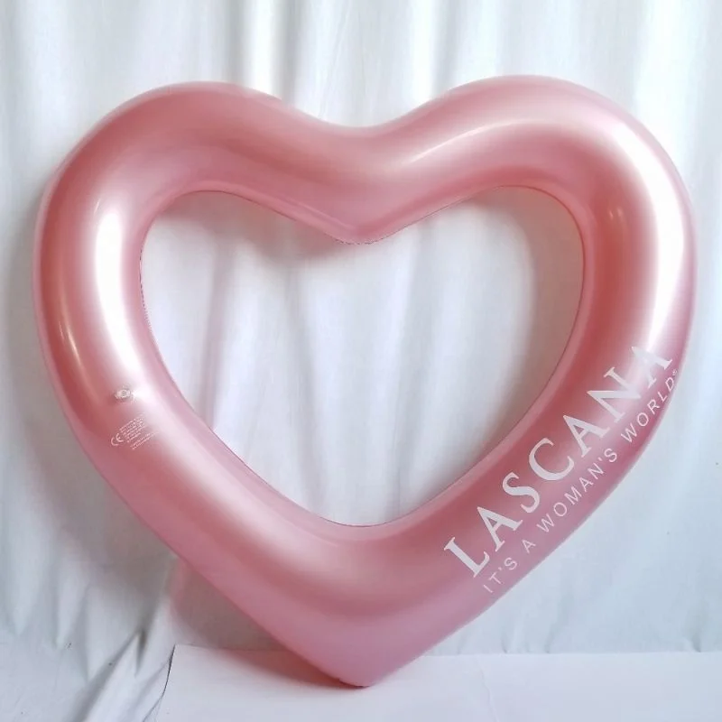 Customized logo printing metallochrome color heart shape swim tube for company event