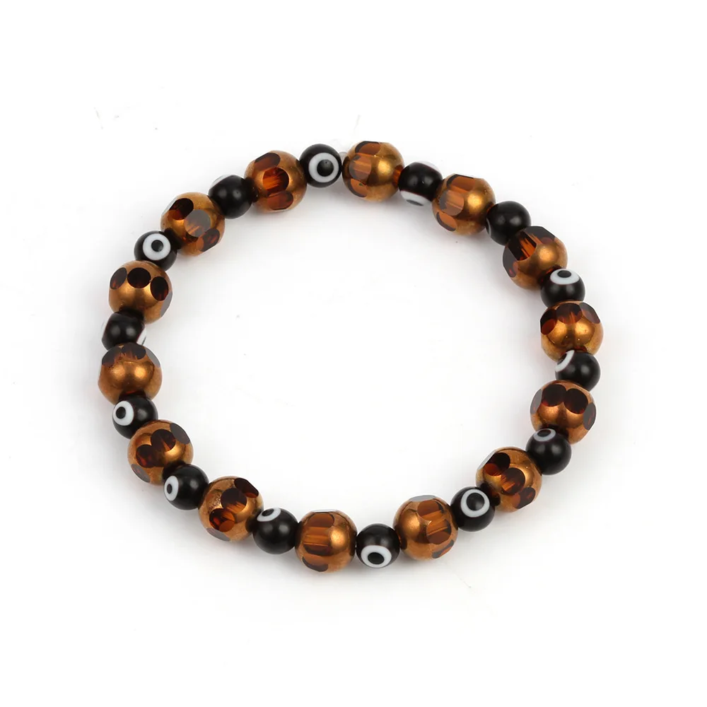 Best Selling Wholesale Rhinestone Loop Glass Blue Turkish Beaded Evil Eye Bracelet For Women