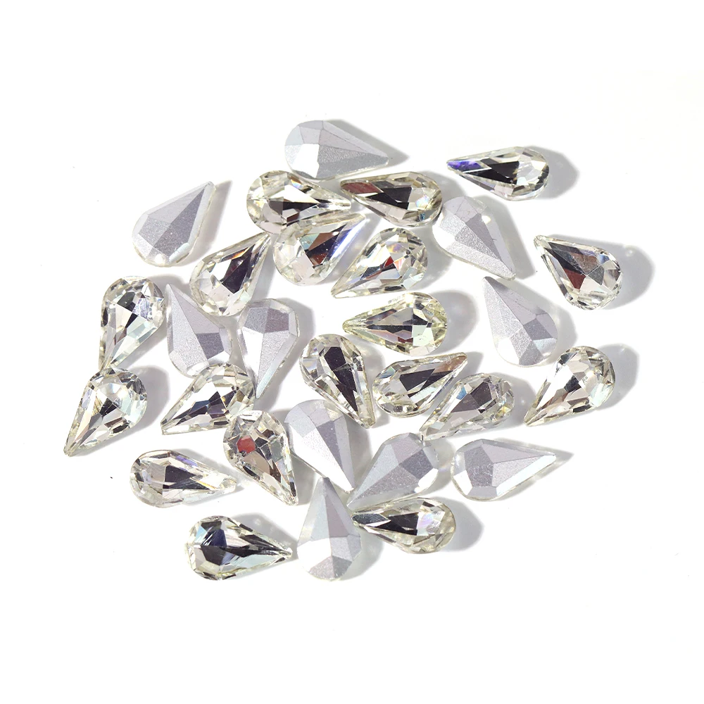 Multi Size Acrylic Rhinestones Horse Eye Crystal AB Flat Back 3D Non HotFix Nail Art Decoration for Wedding