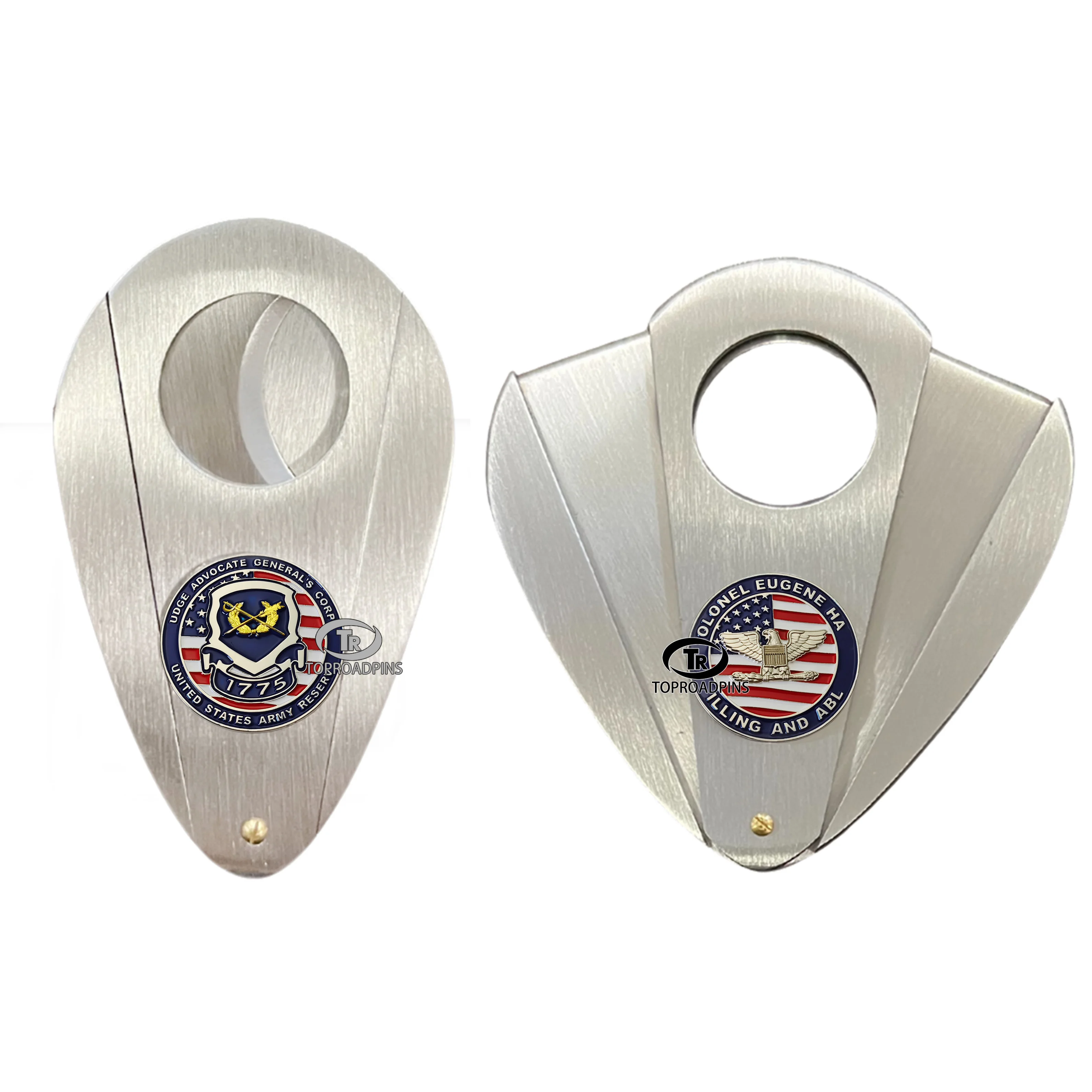 Retro Style Metal Embossing Travel V-Cut Cigar Cutter Sharp Gauge Portable Cigar Accessories Damascus Cigar Cutter