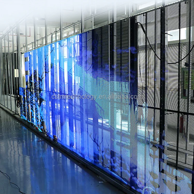P3.91 Transparent Screen Glass Movie Led Display Curtain Wall Waterproof LED Grille Screen