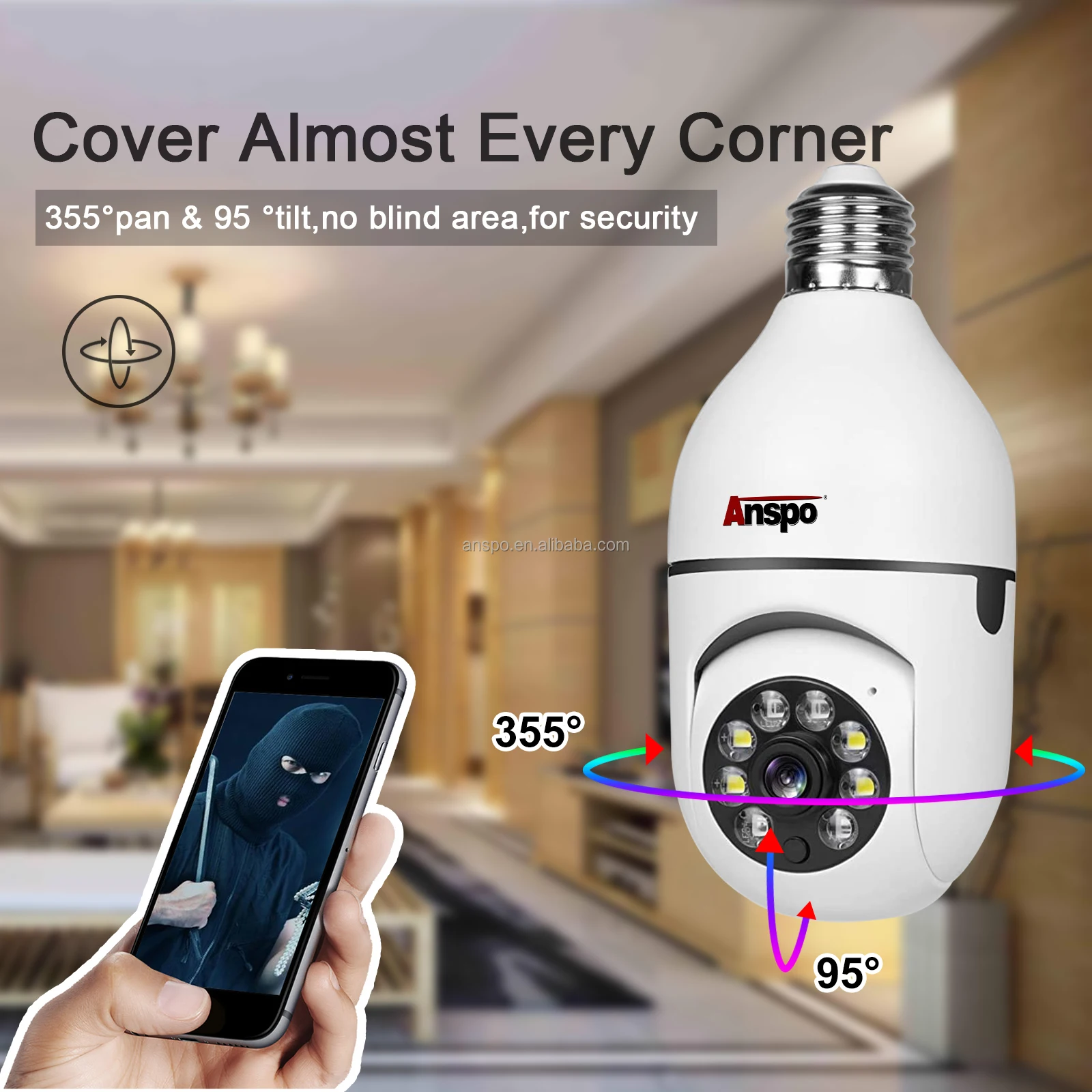 1080P E27 Lamp Holder Auto Tracking wireless camera Support 5G wifi connect Remote Control full color night vision CCTV 3MP 2MP