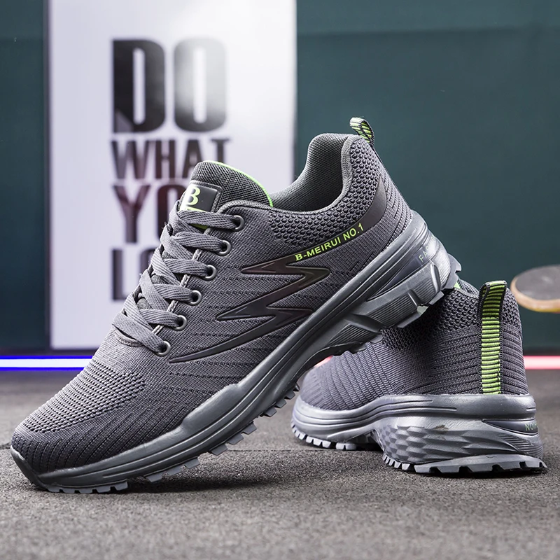 Factory Direct Sale  black larger size lace up strap rope material knit tennis mesh pure solid color black runner sneaker shoes