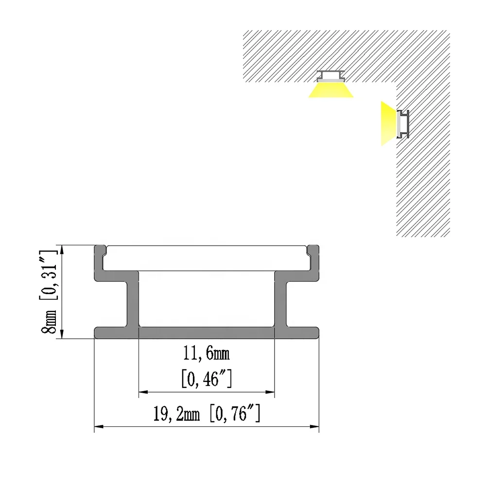 Ground Mounted Linear Aluminum Led Profile Extruded Channel Waterproof inground aluminum profile