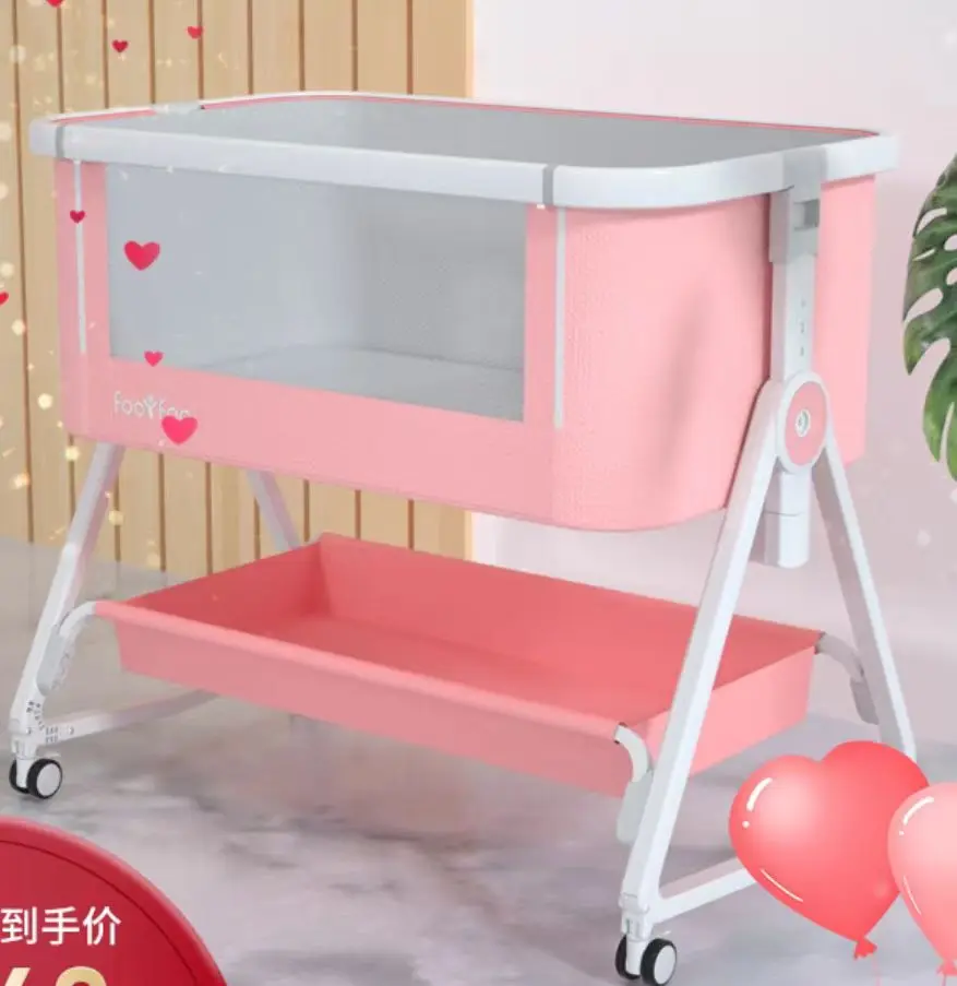 Modern Multifunctional Baby Bedside Crib for play, Portable Playard with Comfortable Mattress,Changing Table and Cute To