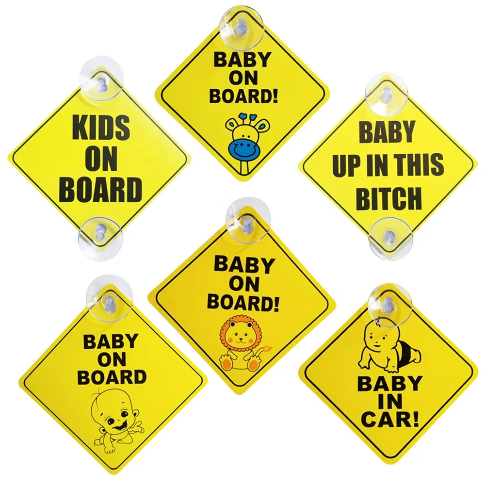 Maglory Custom Lions Baby On Board Car Stickers for Car Custom Printing Logo Bumper Sticker Customs Car with Suction Cup