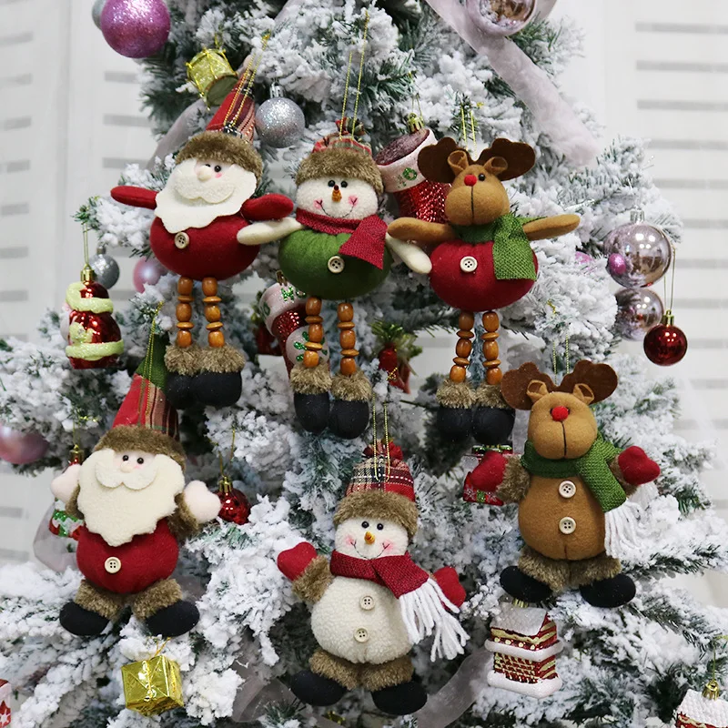 Cute Christmas Doll Santa Clause Snowman Elk Ornament Christmas Tree Hang Pendant Kids Toy Christmas Decor for Home dolls ball