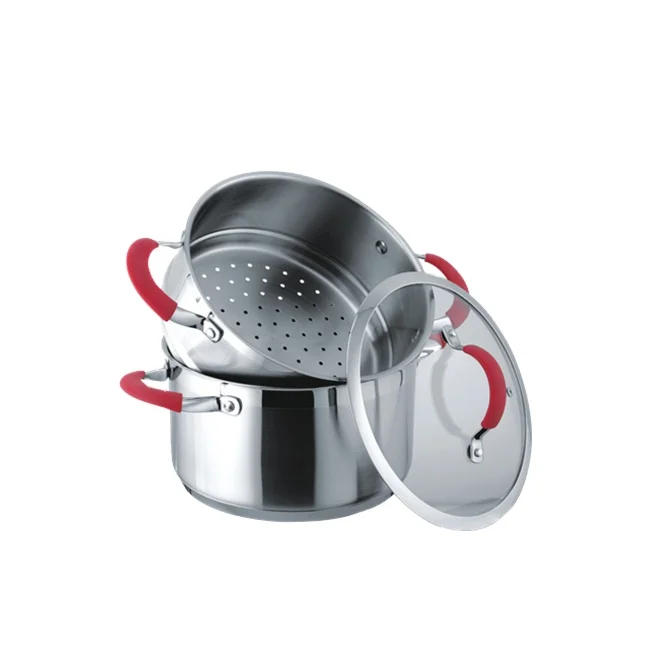 2 Piece Stainless Steel Stack And Steam Pot Set And Lid Steamer Saucepot Double Boiler