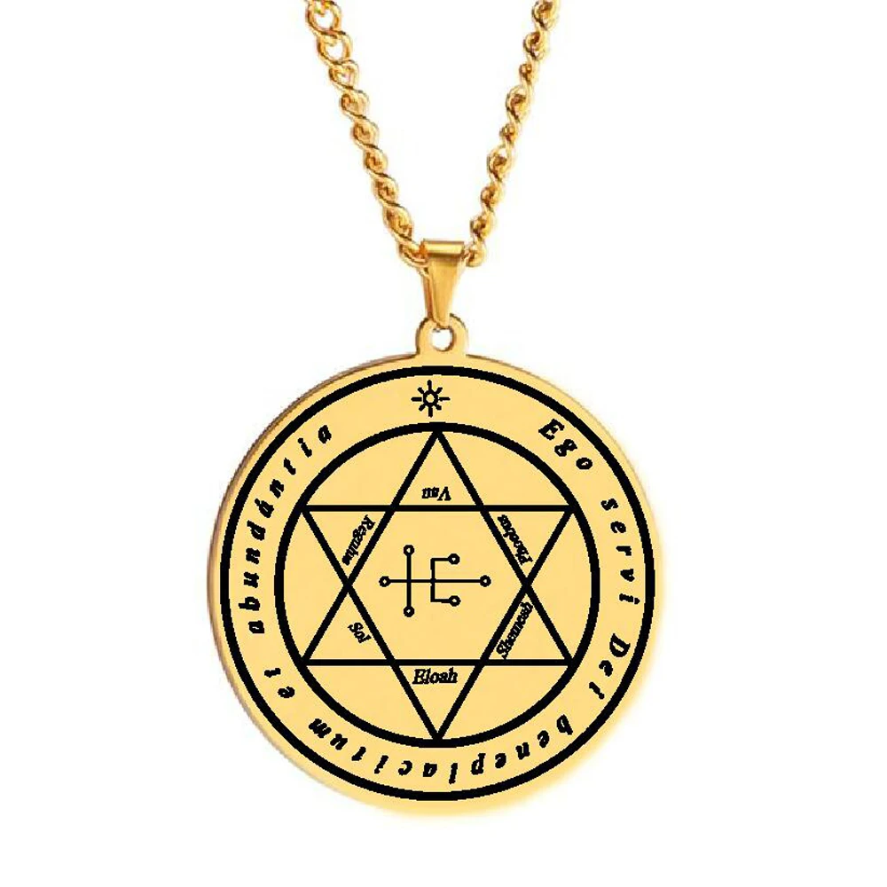 HLSS244 Ego Servi Dei Beneplacitum Et Abundantia Vau Phocbus Rcgulus Sol Eloah Shemesh Talisman Stainless steel Pendant Necklace