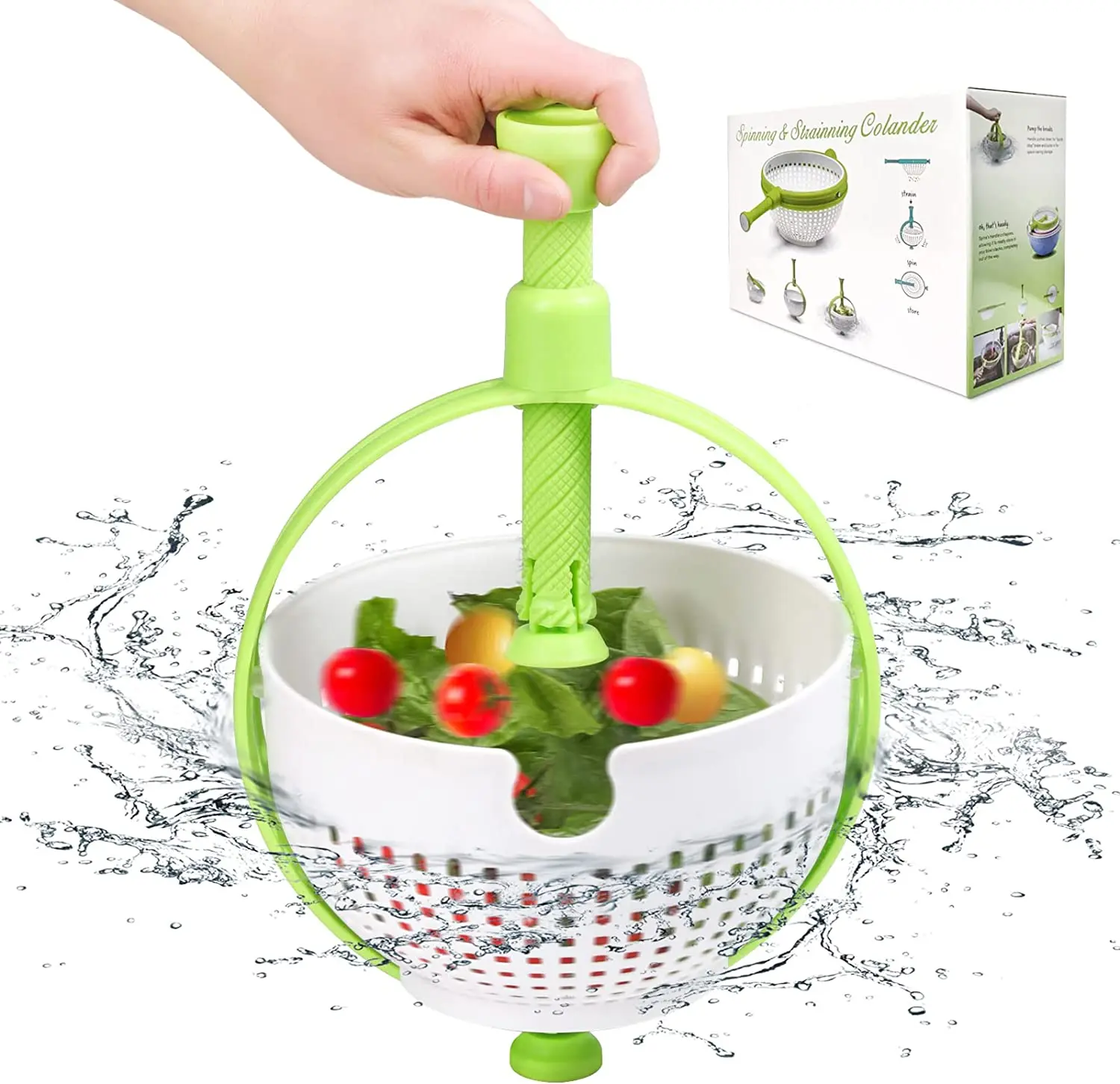 Good Quality Salad Spinner Vegetable Spinning Washer Centrifugal Dewatering Drain Basket Kitchen Tools Kitchen Essentials GREEN