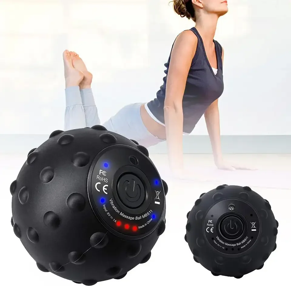 Hot Sale Electric Back Foot Pain Massager Roller Ball Self spiky silicone yoga massage device vibrating massage ball