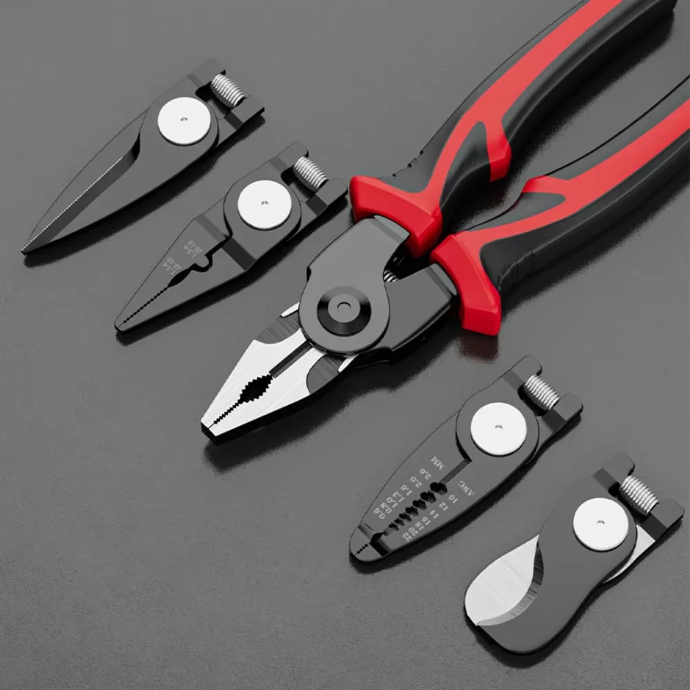 5 in 1 Universal Multi-purpose Interchangeable Head Pliers Set Vice Manual Tool Ideal For Electricians.