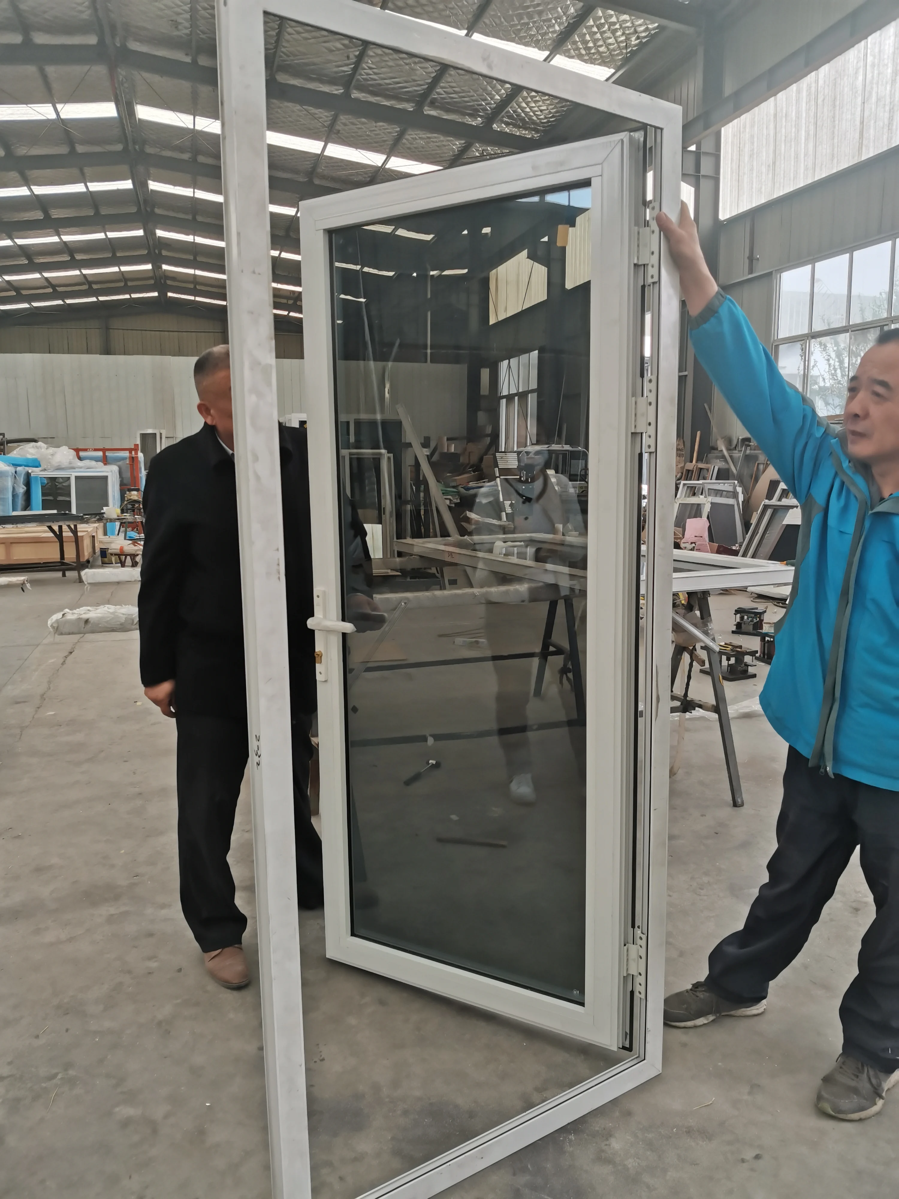 Modern style hurricane impact aluminum doors and windows with grey reflective glass for house