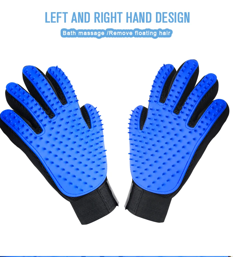 Custom Logo silicone five fingers pet grooming gloves dog hair remover cat deshedding tools pet comb mascotas