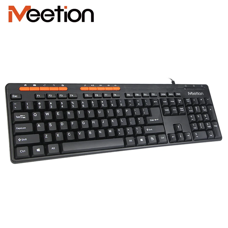 Meetion MT-K600M 114 Keys Standard Size Full Keyboard 10 Multimedia Function Keys Home Office Black Wired Keyboard
